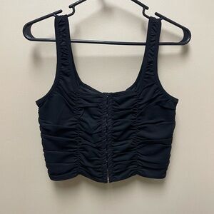 Black Ruched Crop Tank